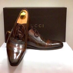 GUCCI  Cocoa brown leather Oxfords